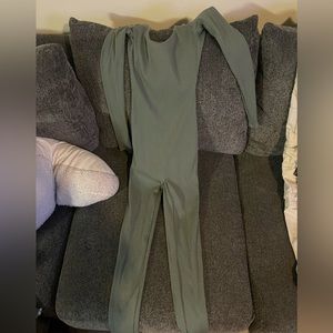 Olive green backless jumpsuit
